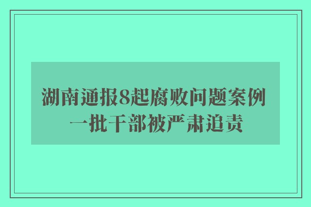 湖南通报8起腐败问题案例 一批干部被严肃追责