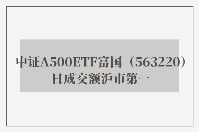 中证A500ETF富国（563220）日成交额沪市第一