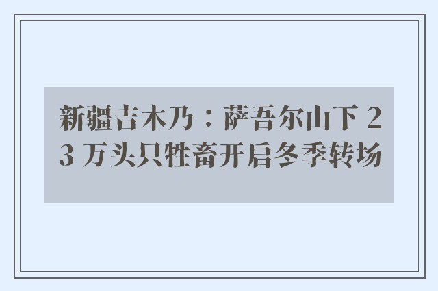 新疆吉木乃：萨吾尔山下 23 万头只牲畜开启冬季转场