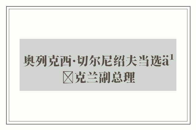 奥列克西·切尔尼绍夫当选乌克兰副总理