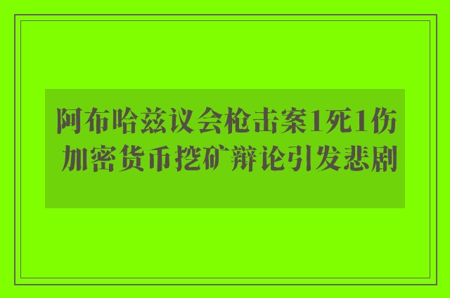 阿布哈兹议会枪击案1死1伤 加密货币挖矿辩论引发悲剧